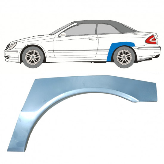 Panneau de réparation arc d'aile arrière pour Mercedes CLK A209 2003-2009 / Gauche / CABRIO /  7687