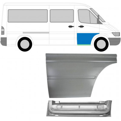 Panneau de réparation de porte avant intérieur + extérieur pour Mercedes Sprinter 1995-2006 / Droite / Ensemble 9153