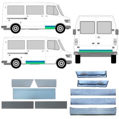 Panneau de réparation des portes intérieur + extérieur pour Mercedes T1 207-410 1977-1995 / Gauche+Droit / Ensemble 12635