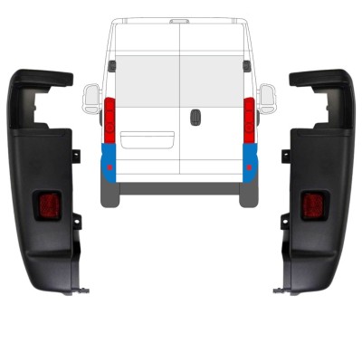 Pare-chocs arrière à 270 degrés pour Opel Movano 2021-2026 / Gauche+Droit / Ensemble 15797