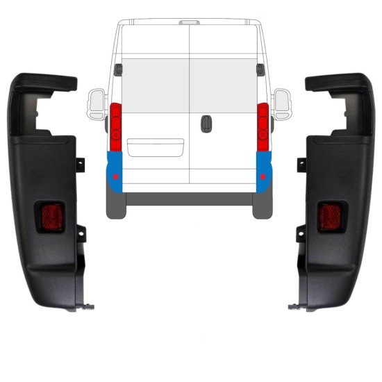 Pare-chocs arrière à 270 degrés pour Opel Movano 2021-2026 / Gauche+Droit / Ensemble 15797