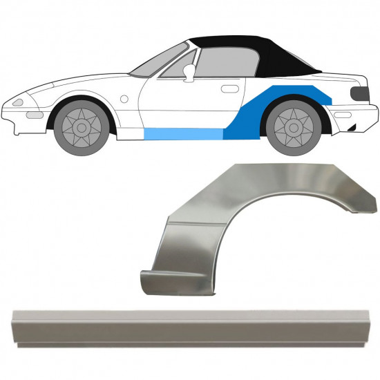 Réparation bas de caisse + passage de roue arrière pour Mazda MX-5 1989-1998 / Gauche / Ensemble 11142