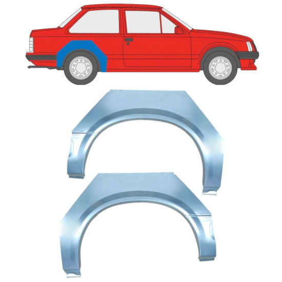 Panneau de réparation arc d'aile arrière pour Opel Corsa A 1982-1993 / Gauche+Droit / Ensemble 11020