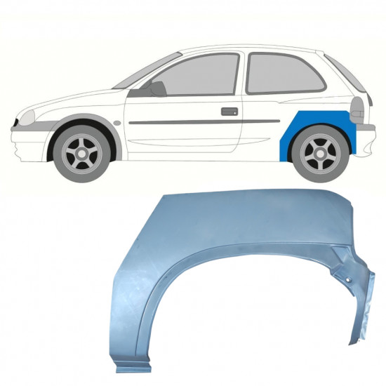 Panneau de réparation arc d'aile arrière pour Opel Corsa B 1993-2001 / Gauche 7254