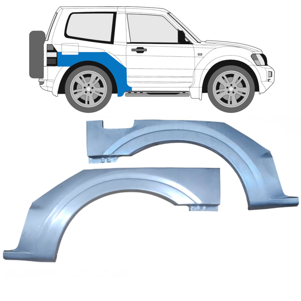 Panneau De Réparation Arc D'aile Arrière Pour Mitsubishi Pajero 1999-2006 / Gauche+Droit / Ensemble 9411