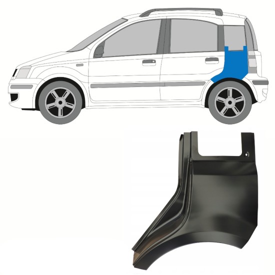 Panneau de réparation arc d'aile arrière pour Fiat Panda 2003-2012 / Gauche 10752