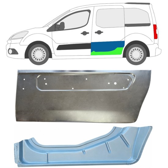 Panneau de réparation des portes latérale intérieur et extérieur pour Citroen Berlingo 2008-2018 / Gauche 17087