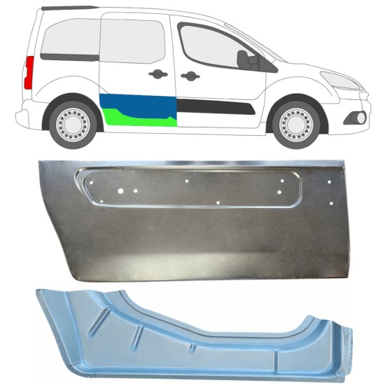 Panneau de réparation des portes latérale intérieur et extérieur pour Citroen Berlingo 2008-2018 / Droite 17086