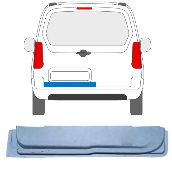 Panneau de réparation de porte arrière extérieur pour Peugeot Partner 2008-2018 / Gauche 16908