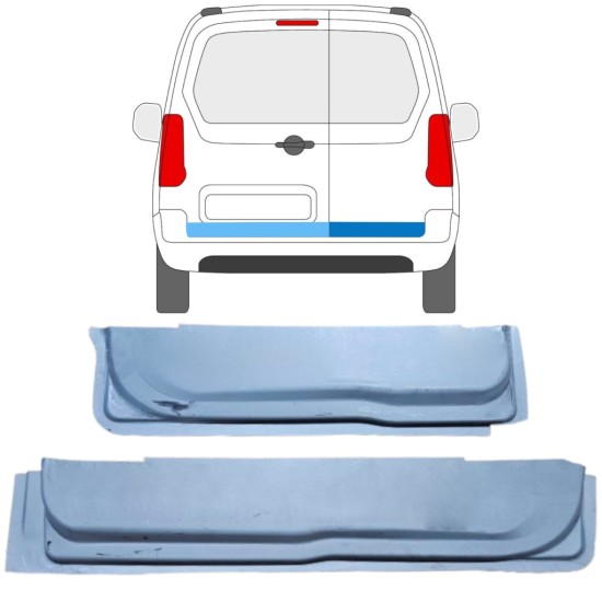Panneau de réparation de porte arrière extérieur pour Peugeot Partner 2008-2018 / Gauche+Droit / Ensemble 16911