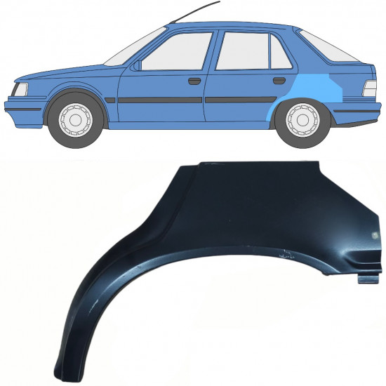 Panneau de réparation arc d'aile arrière pour Peugeot 309 1986-1993 / Gauche 10725