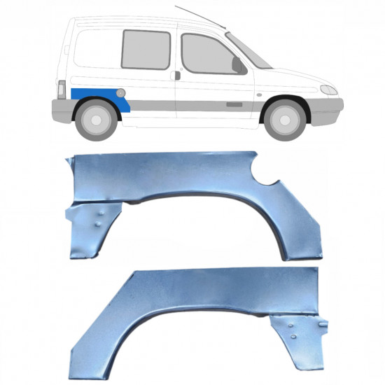 Panneau de réparation arc d'aile arrière pour Peugeot Partner 1996- / Gauche+Droit / Ensemble 9812