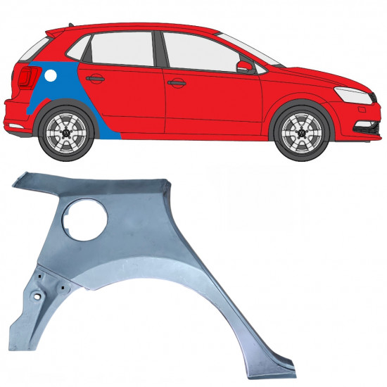 Panneau de réparation arc d'aile arrière pour Volkswagen Polo 2009-2017 / Droite 12668