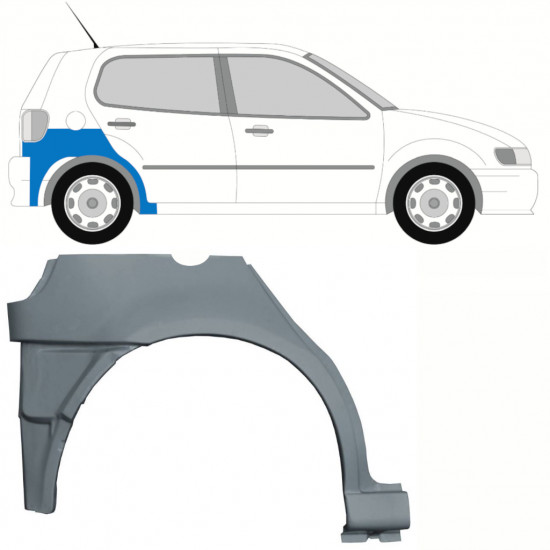 Panneau de réparation arc d'aile arrière inférieur pour VW Polo 1994-1999 / Droite 10194