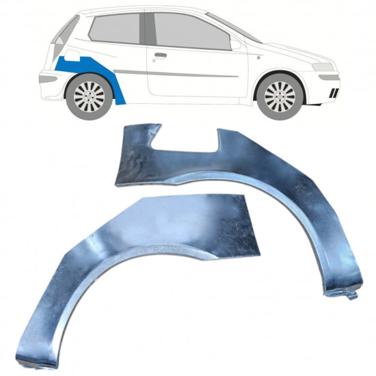 Panneau de réparation arc d'aile arrière pour Fiat Punto 2 1999-2010 / Gauche+Droit / Ensemble 10404