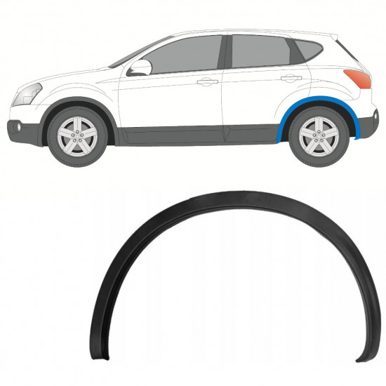 Moulure latérale sur aile arrière pour Nissan Qashqai 2007-2013 / Gauche 12686