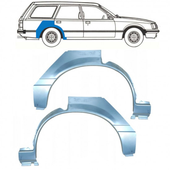 Panneau de réparation arc d'aile arrière pour Opel Rekord E 1977-1986 / Gauche+Droit / COMBI / Ensemble 10788