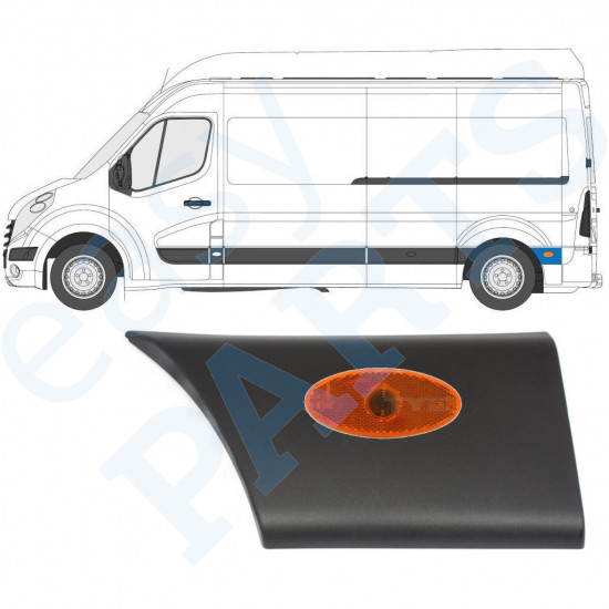 RENAULT MASTER 2010- ARRIÈRE AILE MOULURE PANNEAU DE GARNITURE LAMPE / GAUCHE