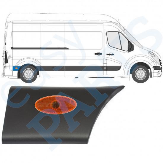 Moulure latérale de l'aile arrière avec lampe pour Renault Master 2010- / Droite /  10551