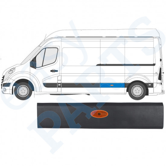 Moulure latérale avec lampe pour Renault Master 2010- / LWB / Gauche /  10549