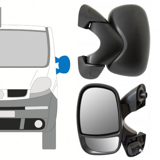 Rétroviseur manuel pour Renault Trafic 2001-2014 / Gauche 8224