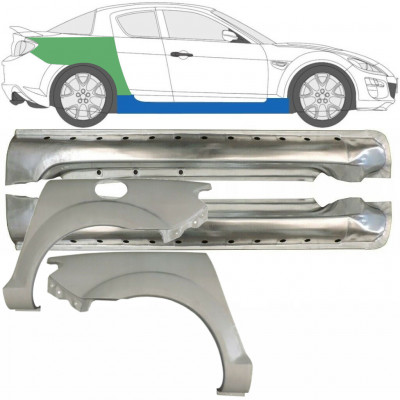 Panneau de réparation du seuil + arc d'aile arrière pour Mazda RX8 2003-2012 / Gauche+Droit / Ensemble 9553