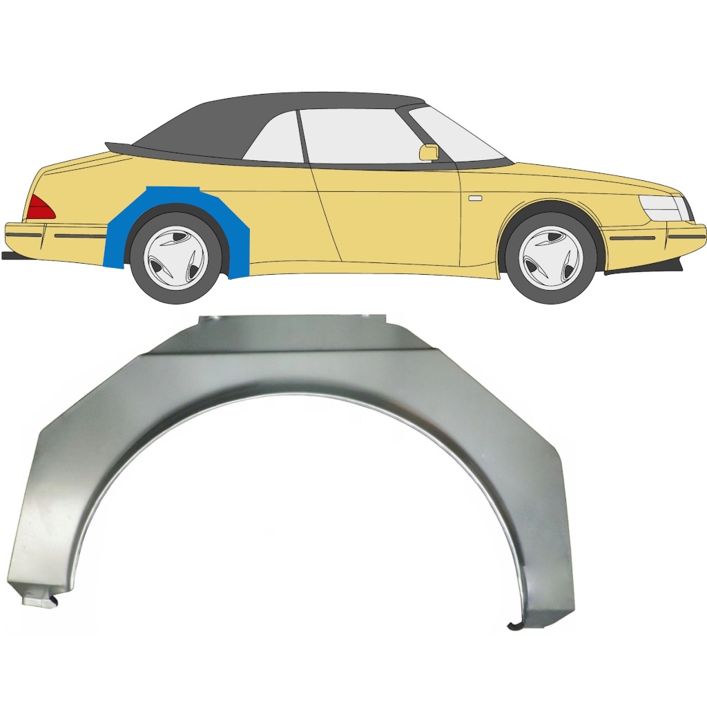 Panneau de réparation arc d'aile arrière pour Saab 900 1978-1995 / Droite 6981