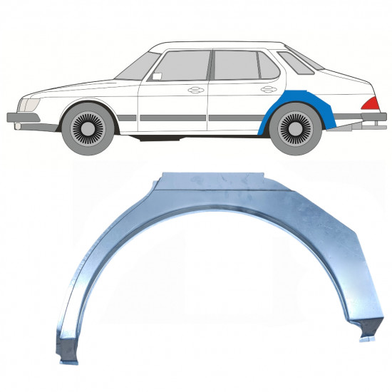 Panneau de réparation arc d'aile arrière pour Saab 900 1978-1995 / Gauche 11044