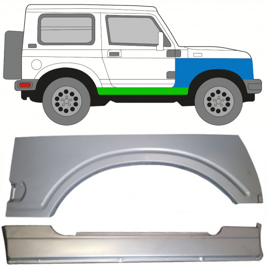 SUZUKI SAMURAI 1981-1998 PLEIN PANNEAU DE RÉPARATION DU SEUIL+ PANNEAU DE RÉPARATION DE L\'AILE AVANT / SET / DROIT