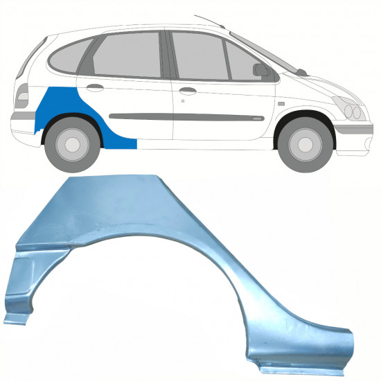 Panneau de réparation arc d'aile arrière + réparation bas de caisse pour Renault Scenic 1995-2003 / Droite 8405