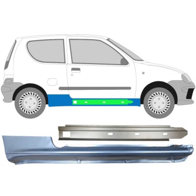 Réparation bas de caisse + réparation bas de caisse intérieur pour Fiat Seicento 1998-2010 / Droite / Ensemble 14720