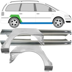 Panneau de réparation du seuil + arc d'aile arrière pour Ford Galaxy 1995-2010 / Gauche+Droit / Ensemble 14444