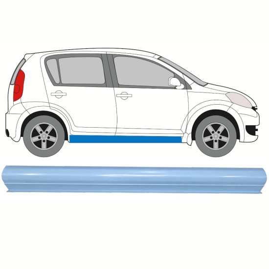 Réparation bas de caisse inférieure pour Daihatsu Sirion 2005-2010 / Gauche = Droite (symétrique) 17266