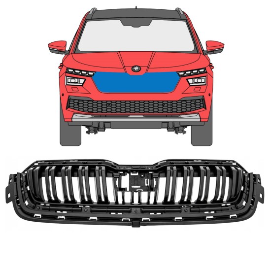 Grille de calandre pour Skoda Kamiq 2019-2023 17225