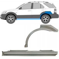 Panneau de réparation du seuil + arc d'aile arrière pour Kia Sorento 2002-2009 / Gauche / Ensemble 11712