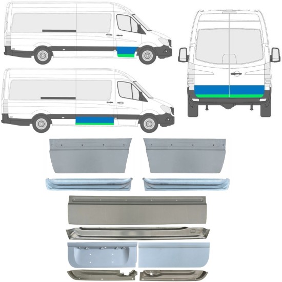 Panneau de réparation des portes intérieur + extérieur pour Mercedes Sprinter 2006-2018 / Gauche+Droit / Ensemble 11318