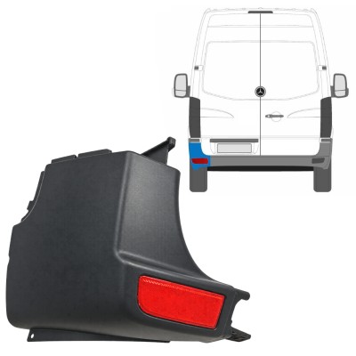 Coin du pare-chocs arrière + lampe réfléchissante pour Mercedes Sprinter 2006-2018 / Gauche / Ensemble 9725