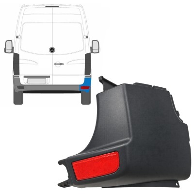 Coin du pare-chocs arrière + lampe réfléchissante pour Mercedes Sprinter 2006-2018 / Droite / Ensemble 9724