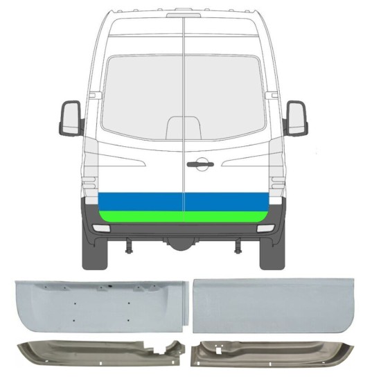 Panneau de réparation de porte arrière pour Volkswagen Crafter 2005-2017 / Gauche+Droit / Ensemble 14386