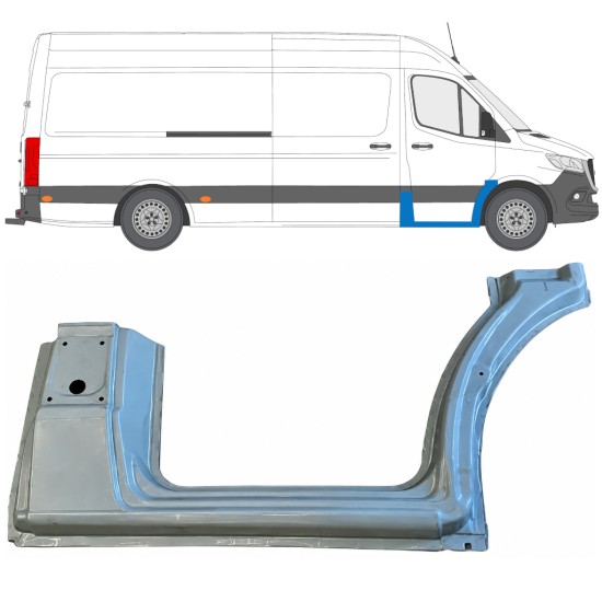 Panneau de réparation bas de caisse + arc d'aile avant pour Mercedes Sprinter 2018- / Droite 17090