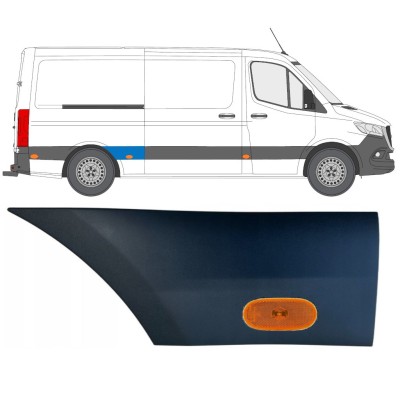 Moulure latérale de l'aile arrière avec lampe pour Mercedes Sprinter 2018- / Droite / Ensemble 16652