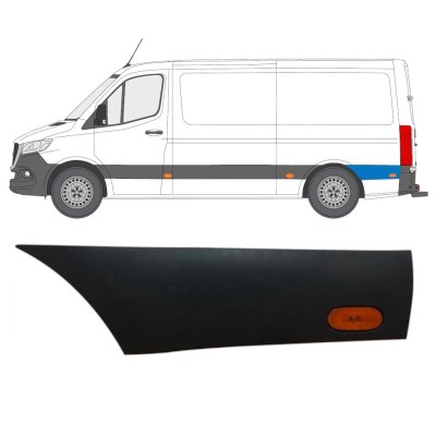 Moulure latérale de l'aile arrière derrière la roue avec lampe pour Mercedes Sprinter 2018- / Gauche / Ensemble 16647