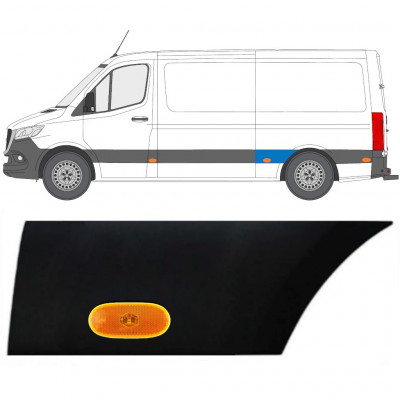 Moulure latérale de l'aile arrière avec lampe pour Mercedes Sprinter 2018- / Gauche / Ensemble 12967