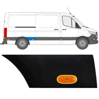 Moulure latérale de l'aile arrière avec lampe pour Mercedes Sprinter 2018- / Droite / Ensemble 12966