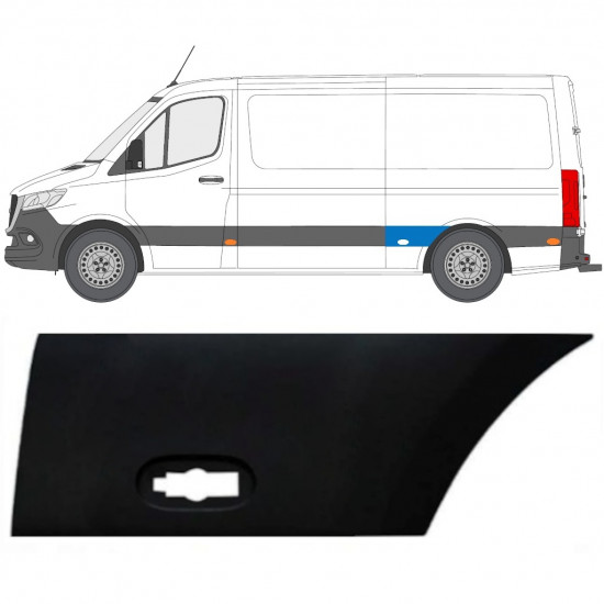 Moulure latérale sur aile arrière pour Mercedes Sprinter 2018- / Gauche 12937