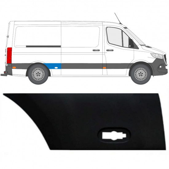 Moulure latérale sur aile arrière pour Mercedes Sprinter 2018- / Droite 12936