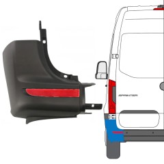 Coin du pare-chocs arrière + lampe réfléchissante pour Mercedes Sprinter 2018- / Gauche / Ensemble 14950