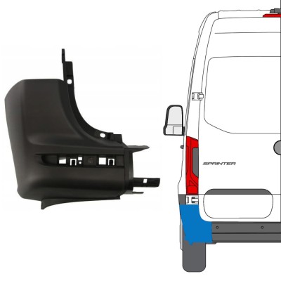 Coin du pare-chocs arrière pour Mercedes Sprinter 2018- / Gauche 14944