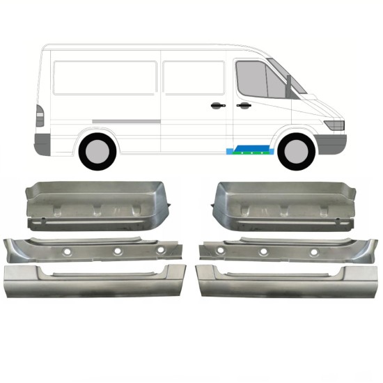 Réparation bas de caisse + aile + seuil de marche avant pour Mercedes Sprinter 1995-2006 / Ensemble 10534
