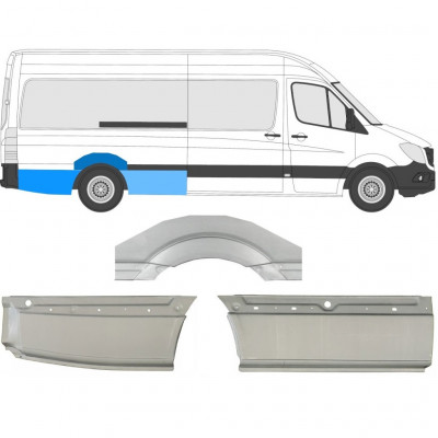 Panneau de réparation arc d'aile arrière pour Mercedes Sprinter 2006- / LWB / Droite / Ensemble 8717